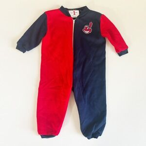 Team One Kids MLB Cleveland Indians Vintage Made In USA Colorblock Sleeper 12M